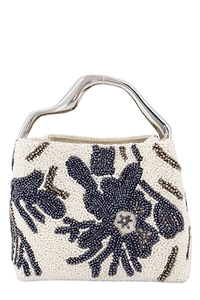Cult Gaia Solene Floral Beaded Clutch Bag
