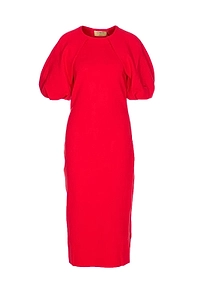 Curiel Balloon-Sleeve Midi Dress