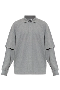 Zack Layered Long-Sleeve Polo Shirt