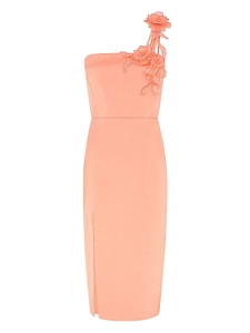 David Koma 3D Rose Asymmetric Midi Dress