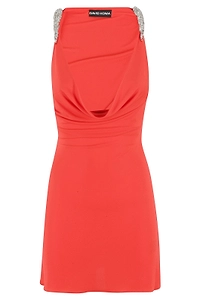 David Koma Crystal Claw Cowl Neck Dress