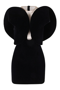David Koma Circular Sleeve Mini Velvet Dress