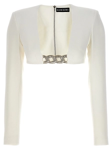 David Koma Embellished Zipped Cropped Top