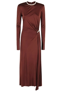 David Koma Draped Embellished Long Dress