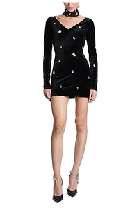 David Koma Embellished Velvet Mini Dress