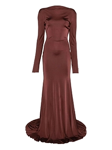 David Koma Gathered Open-Back Gown