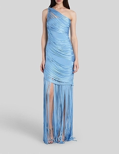 Fringe Draping Knit Gown