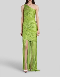 Fringe Draping Knit Gown