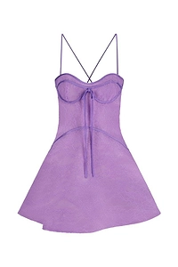 David Koma Lace Satin Mini Dress