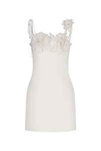 David Koma Lace Rose Flower Embroidered Mini Dress