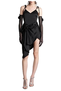 David Koma Lace Rose Satin Mini Dress