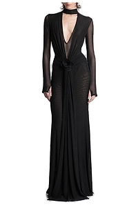 David Koma Plunge Cut-Out Draped Dress
