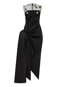 David Koma Polka Dot Draped Midi Dress