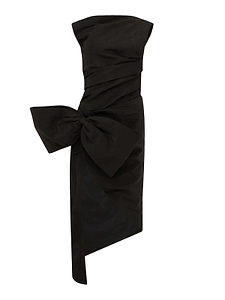 David Koma Ruched Bow Midi Dress