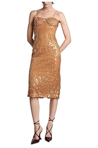 David Koma Sequin-Embellished Slit Midi Dress