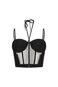 David Koma Sleeveless Tulle Corset Top