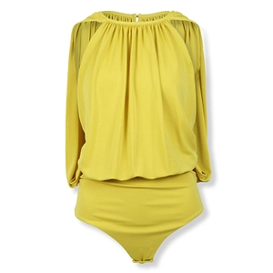 Des Phemmes Draped Cape Bodysuit Top