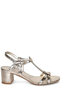 Del Carlo Cracked Low Block Heel Sandals