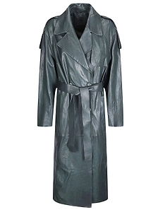 Belted Leather Trench Coat