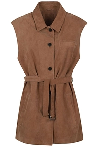 Belted Sleeveless Jacket