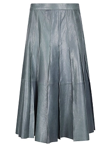 Desa 1972 Cut Pleat Leather Skirt