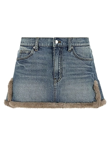 Denim X Alexander Wang Fur Trim Mini Skirt