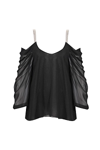 Sheer Cold-Shoulder Top