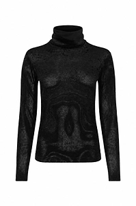 D.Exterior Sheer Turtleneck Knitted Top
