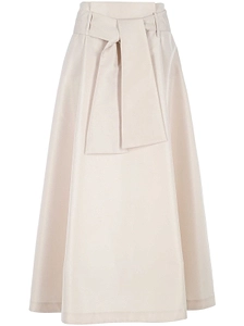D.Exterior Tie-Waist A-Line Skirt
