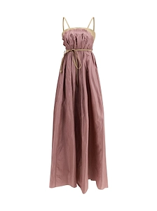 Di Stavnitser Pleated Taffeta Maxi Dress