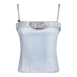 Diesel De-Lucy-S Logo Plaque Denim Tank Top