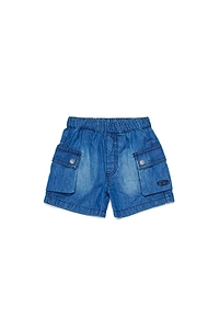 Diesel Kids Logo Embroidered Denim Shorts