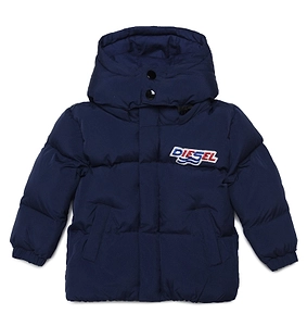 Diesel Kids Logo Patch Long-Sleeved Padded Coat