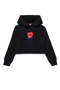 Diesel Kids Heart Printed Cropped Hoodie