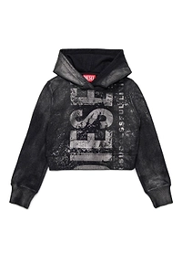 Diesel Kids Logo Printed Cropped Hoodie