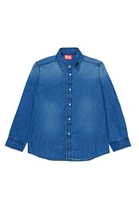Diesel Kids Oval-D Logo Embroidered Denim Shirt