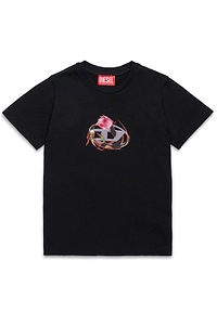 Diesel Kids Oval-D Logo Floral Printed Crewneck T-Shirt