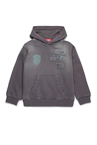 Diesel Kids Oval-D Logo Printed Bleached Hoodie