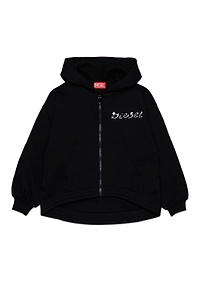 Diesel Kids Water-Effect Logo Zipped Hoodie