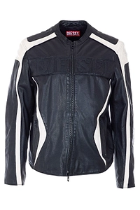 Diesel Zip-Up Crewneck Leather Jacket