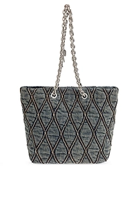 Diesel Charm-D Quilted Chain Denim Tote Bag