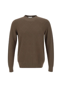 Diktat Diamond-Knit Crew Neck Knitted Sweater