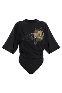 Diesel Logo Printed Draped Bodysuit