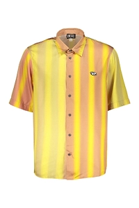 Diesel Striped Logo Patch Short Sleeved Shirt