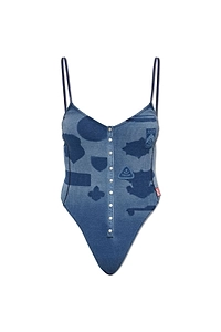 Diesel T Ley Aa 1 Printed Ribbed Bodysuit