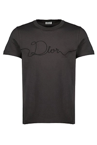 Dior Homme Ribbon Logo Detailed Crewneck T-Shirt