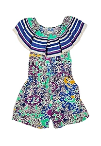 Printed Ruffled Neck Jumpsuit