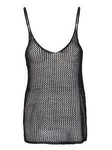 Open Knit Metallic Tank Top