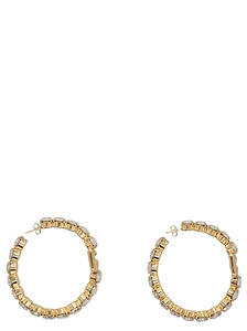 Dolce & Gabbana Embellished Logo Plaque Hoop Earrings