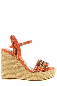 Dolce & Gabbana Logo Embroidered Wedge Sandals